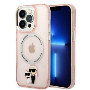 Karl Lagerfeld KLHMP14XHNKCIP hard silikonové pouzdro iPhone 14 PRO MAX 6.7" pink Iconic Karl&Choupette Magsafe