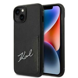 Karl Lagerfeld KLHCP14SCSSK hard silikonové pouzdro iPhone 14 6.1" black Signature Logo Cardslot