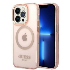 Guess GUHMP14LHTCMP hard silikonové pouzdro iPhone 14 PRO 6.1" pink Gold Outline Translucent MagSafe