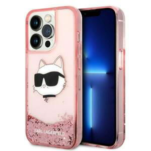 Karl Lagerfeld KLHCP14LLNCHCP hard silikonové pouzdro iPhone 14 PRO 6.1" pink Glitter Choupette Head