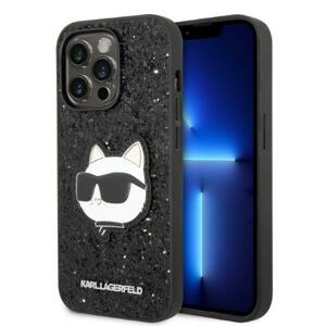 Karl Lagerfeld KLHCP14LG2CPK hard silikonové pouzdro iPhone 14 PRO 6.1" black Glitter Choupette Patch