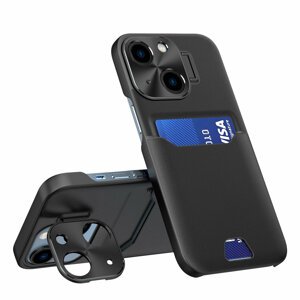 Pouzdro s texturou kůže a kapsou pro karty na iPhone 14 6.1" Black