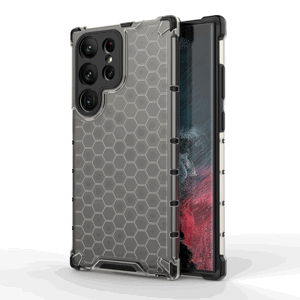 Honeycomb pancéřové pouzdro se silikonovým rámem pro Samsung Galaxy S23 ULTRA 5G Black