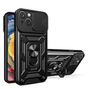 Hybrid Armor Camshield silikonové pouzdro s kovovým kroužkem na Motorola Moto G62 5G Black