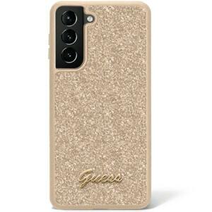 Guess GUHCS23SHGGSHD hard silikonové pouzdro Samsung Galaxy S23 5G gold Glitter Script