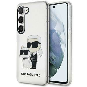 Karl Lagerfeld KLHCS23SHNKCTGT hard silikonové pouzdro Samsung Galaxy S23 5G transparent Glitter Karl&Choupette