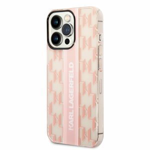 Karl Lagerfeld KLHCP14XHKLSPCP hard silikonové pouzdro iPhone 14 PRO MAX 6.7" pink Monogram Vertical Stripe 