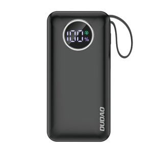 Dudao K15sW powerbanka 10000mAh USB / USB-C 22.5W se zabudovaným kabelem Lightning / USB-C Black