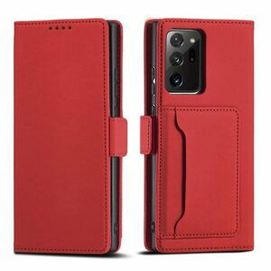 Magnet Card Case elegantní knížkové pouzdro s venkovní kapsou na Samsung Galaxy S23 5G Red