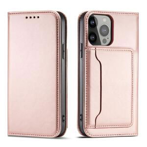 Magnet Card Case elegantní knížkové pouzdro s venkovní kapsou na Samsung Galaxy A54 5G Pink