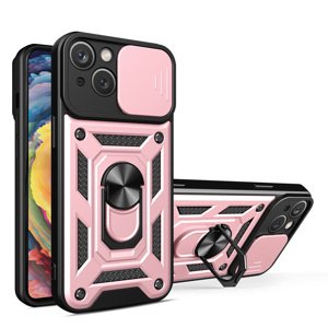 Hybrid Armor Camshield silikonové pouzdro s kovovým kroužkem na iPhone 15 PLUS 6.7" Pink