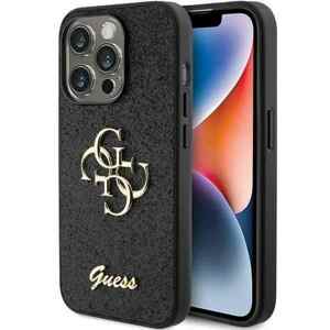 Guess hard kryt na iPhone 15 PRO 6.1" Black Glitter Script Big 4G