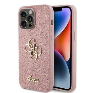 Guess hard kryt na iPhone 15 PRO 6.1" Pink Glitter Script Big 4G