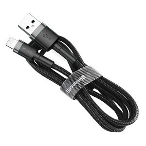 Baseus Cafule extra odolný nylonem opletený kabel USB / Lightning QC3.0 2,4A 1m black-grey