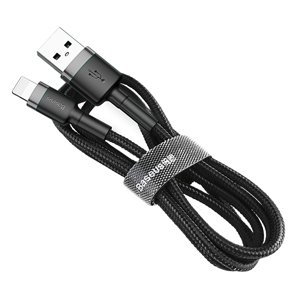 Baseus Cafule extra odolný nylonem opletený kabel USB / Lightning QC3.0 1,5A 2m black-grey