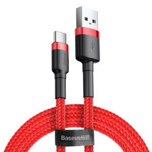 Baseus Cafule extra odolný nylonem opletený kabel USB / USB-C QC3.0 3A 0,5M red