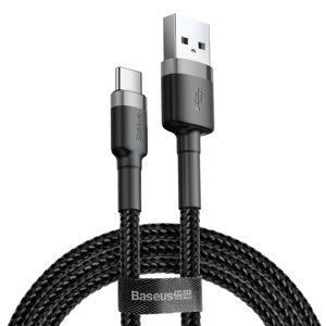 Baseus Cafule extra odolný nylonem opletený kabel USB / USB-C QC3.0 3A 0,5m black-grey