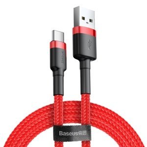 Baseus Cafule extra odolný nylonem opletený kabel USB / USB-C QC3.0 2A 2m red