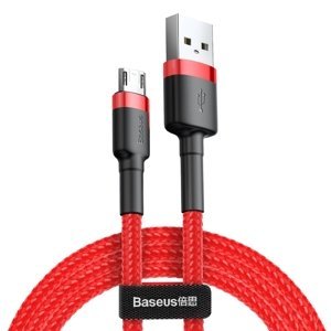 Baseus Cafule extra odolný nylonem opletený kabel USB / Micro USB QC3.0 2,4A 1m red