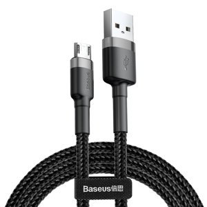 Baseus Cafule extra odolný nylonem opletený kabel USB / Micro USB QC3.0 1,5A 2m black-grey