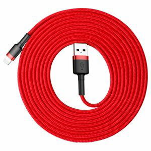 Baseus Cafule extra odolný nylonem opletený kabel USB / Lightning QC3.0 2A 3m red