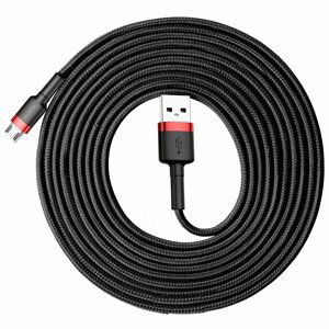 Baseus Cafule extra odolný nylonem opletený kabel USB / Micro USB QC3.0 2A 3m black-red