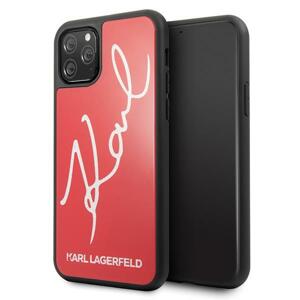 Karl Lagerfeld KLHCN58DLKSRE  hard silikonové pouzdro iPhone 11 Pro red Signature glitter