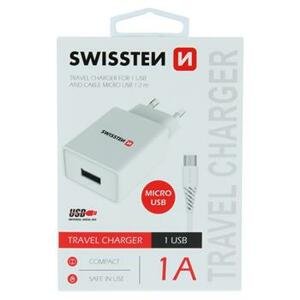 Síťový adaptér Swissten 1A + kabel micro USB Bílá