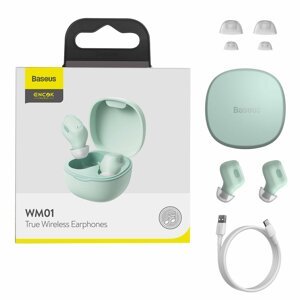 Baseus Encok WM01 TWS Bezdrátová sluchátka do uší Bluetooth 5.0 Green