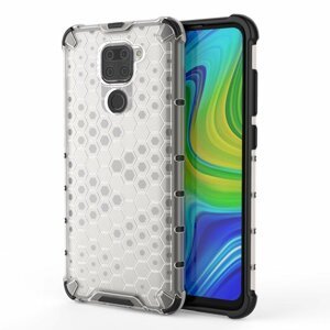 Honeycomb pancéřové pouzdro se silikonovým rámem pro Xiaomi Redmi Note 9 transparent