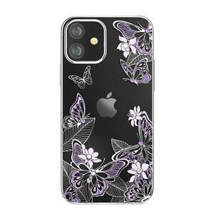 Kingxbar Butterfly silikonové pouzdro s original Swarovski crystals na iPhone 12 Mini 5,4" purple/silver