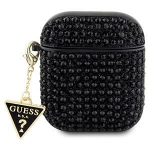 Guess Rhinestones Triangle Metal Logo Pouzdro pro AirPods 1/2 Black