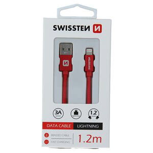 SWISSTEN datový kabel Textile USB / Lightning 1,2m barva Red 71523206