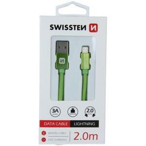 SWISSTEN datový kabel Textile USB / Lightning 2,0m barva Green 71523307