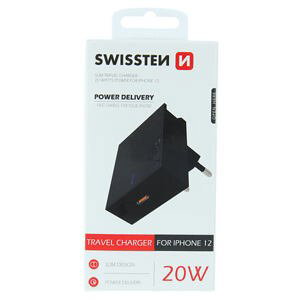 SWISSTEN TRAVEL CHARGER POWER DELIVERY 20W FOR IPHONE 12 BLACK 22050500