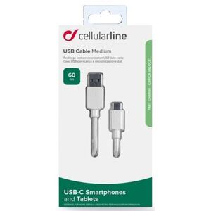 USB datový kabel Cellularline s USB-C konektorem a podporou Power Delivery (PD), 60 W max, 60 cm, bí