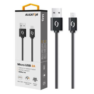 Datový kabel ALIGATOR 2A micro USB 1m, černý DAKA001