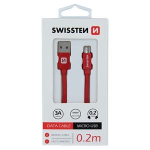 DATA CABLE SWISSTEN TEXTILE USB / MICRO USB 0.2 M RED 71522106