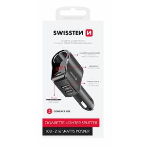 SWISSTEN CAR CHARGER ADAPTER, CIGARETTE LIGHTER 1x CL, 1x USB-C PD, 2x USB-A, OUTPUT POWER 108W - 21 20114020