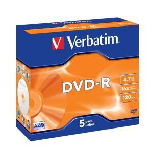 VERBATIM DVD-R(5-Pack)Jewel/MattSlvr/16x/4.7GB 43519