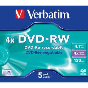 VERBATIM DVD-RW (4x, 4,7GB), 5ks/pack 43285