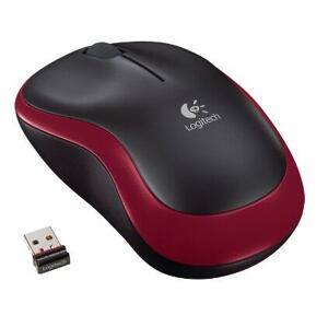 Logitech M185 nano/Kancelářská/Optická/1 000DPI/Bezdrátová USB/Červená 910-002240