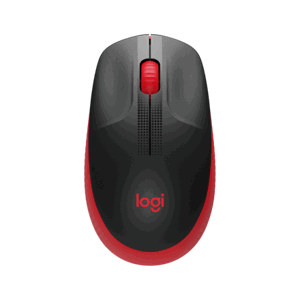 Logitech M190/Kancelářská/Optická/Bezdrátová USB/Černá-červená 910-005908