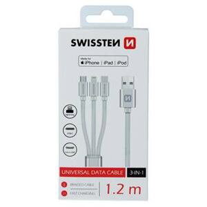 DATA CABLE SWISSTEN TEXTILE 3in1 MFi 1,2 M SILVER 72501102