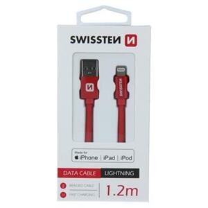 DATA CABLE SWISSTEN TEXTILE USB / LIGHTNING MFi 1.2 M RED 71524206