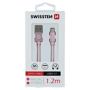 DATA CABLE SWISSTEN TEXTILE USB / USB-C 1.2 M ROSE/GOLD 71521205