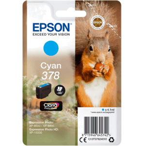 Epson Singlepack Cyan 378 Claria Photo HD Ink C13T37824010