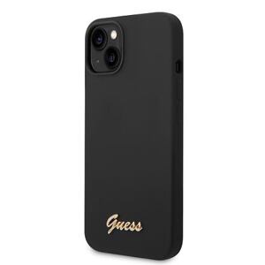 Guess Liquid Silicone Metal Logo Zadní Kryt pro iPhone 14 Plus Black GUHCP14MSLSMK