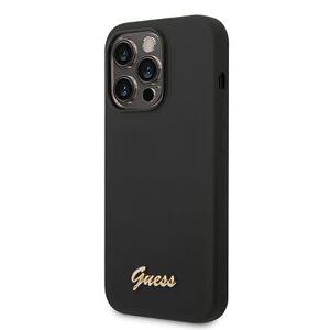 Guess Liquid Silicone Metal Logo Zadní Kryt pro iPhone 14 Pro Max Black GUHCP14XSLSMK