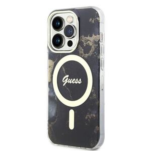 Guess Marble IML MagSafe Kompatibilní Zadní Kryt pro iPhone 13 Pro Black GUHMP13LHTMRSK